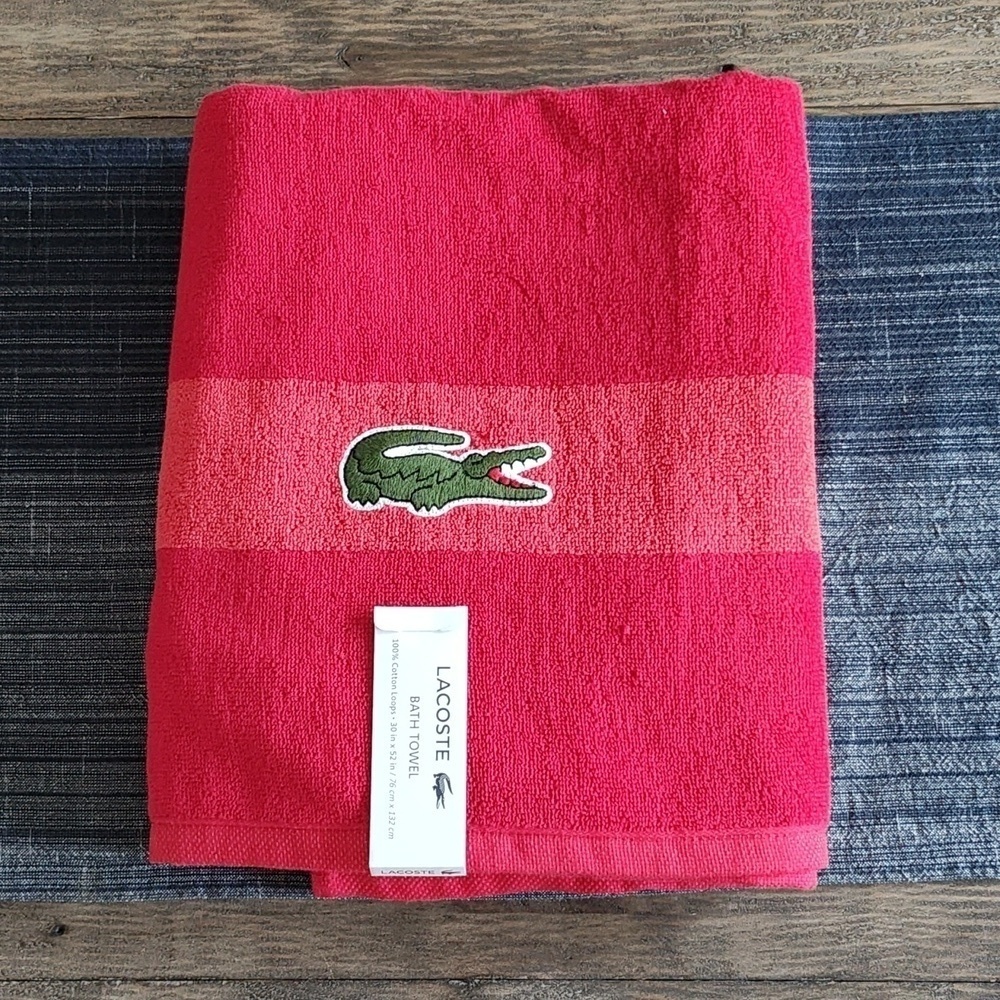 NEW LACOSTE Bath Towel Red